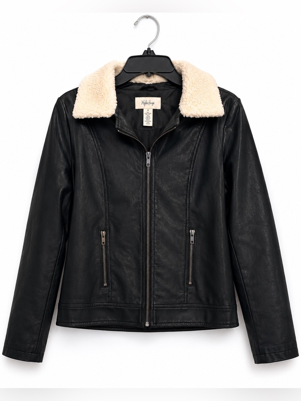 Style & Co Faux Shearling Collar Moto Jacket Women’s Medium